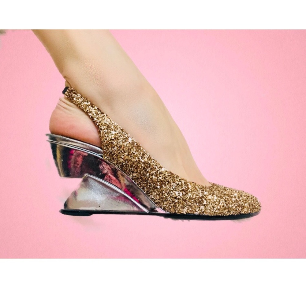 Christian Louboutin 24K Glitter Wedge Pumps!